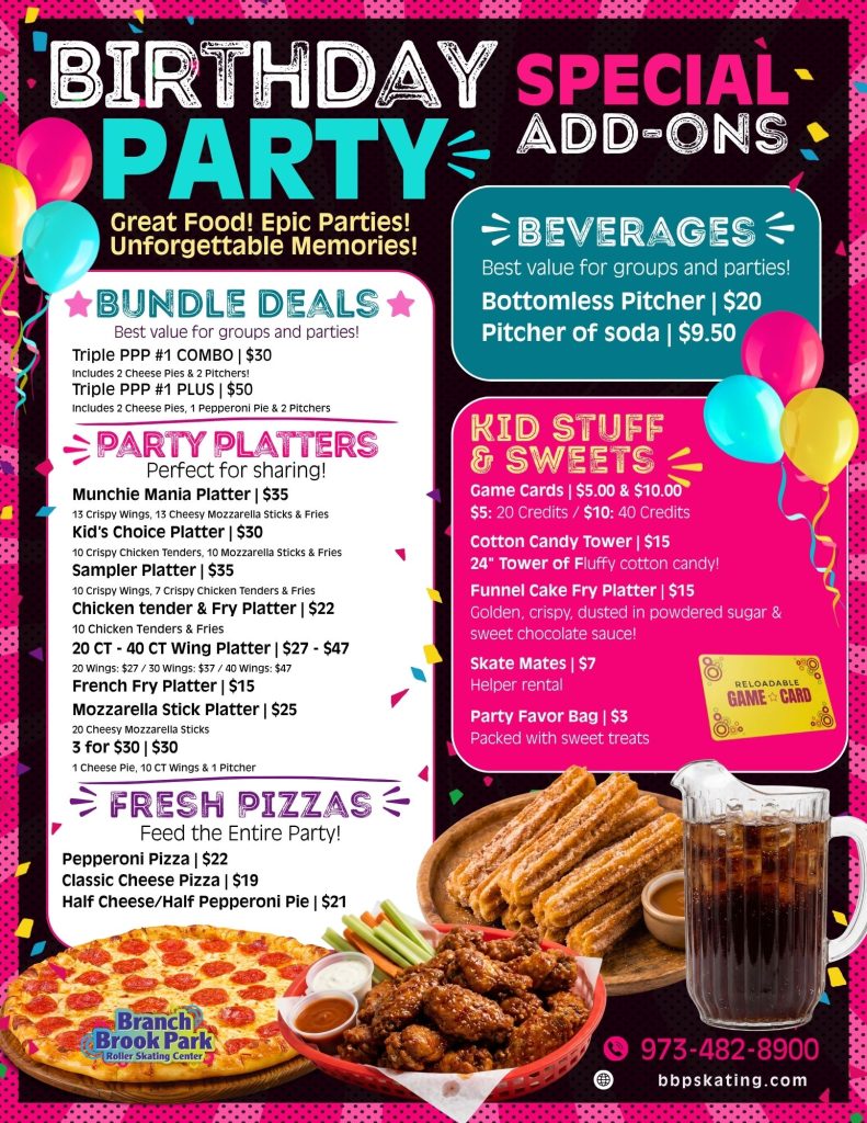 Birthday Cafe Menus for Extra Food and Fun to Birthday Party Packages