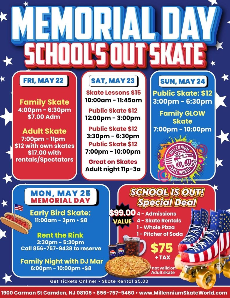 Memorial Day Weekend Skating at Millennium Skate World in Camden, NJ
