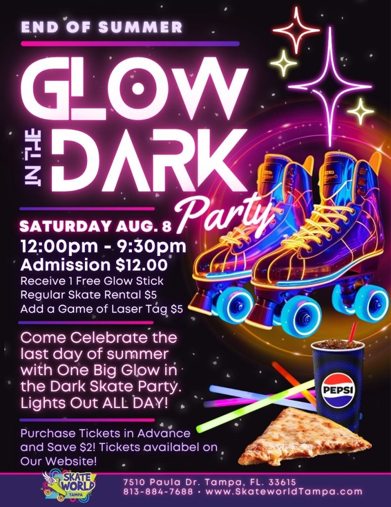 End of Summer Glow Party Skating and Laser Tag at Skateworld Tampa