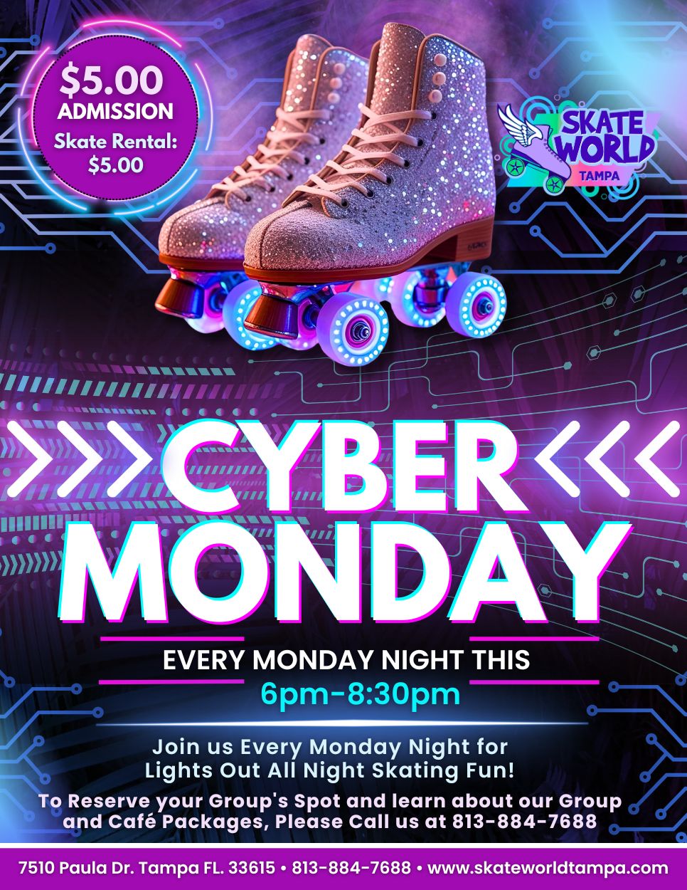 Fall Cyber Monday Lights Out Skating at Skateworld Tampa