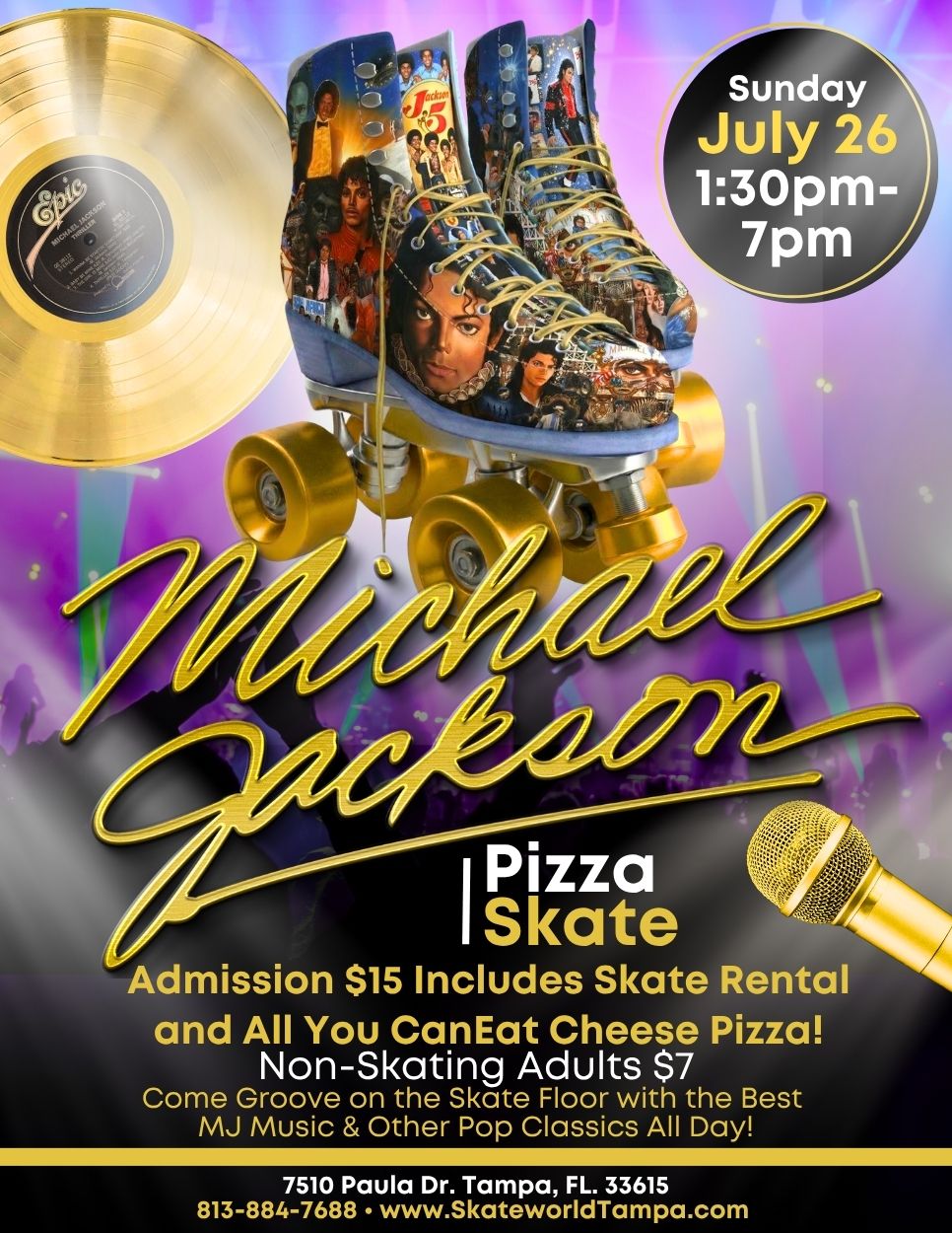 Michael Jackson All You Can Eat Cheese Pizza Skating and Laser Tag at Skateworld Tampa