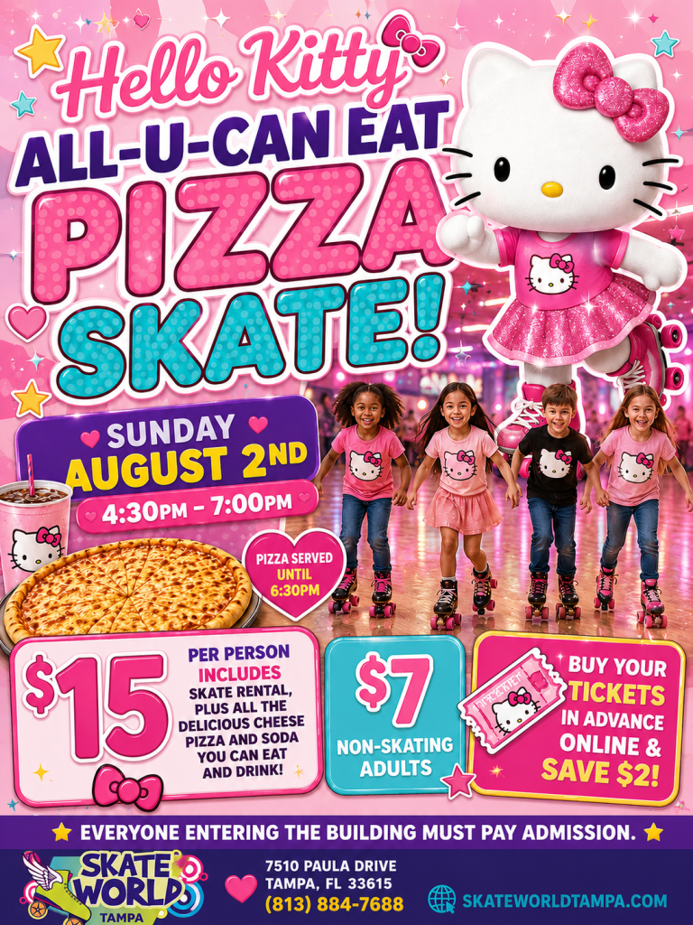 All You Can Eat Pizza Skating and Laser Tag with Hello Kitty at Skateworld Tampa